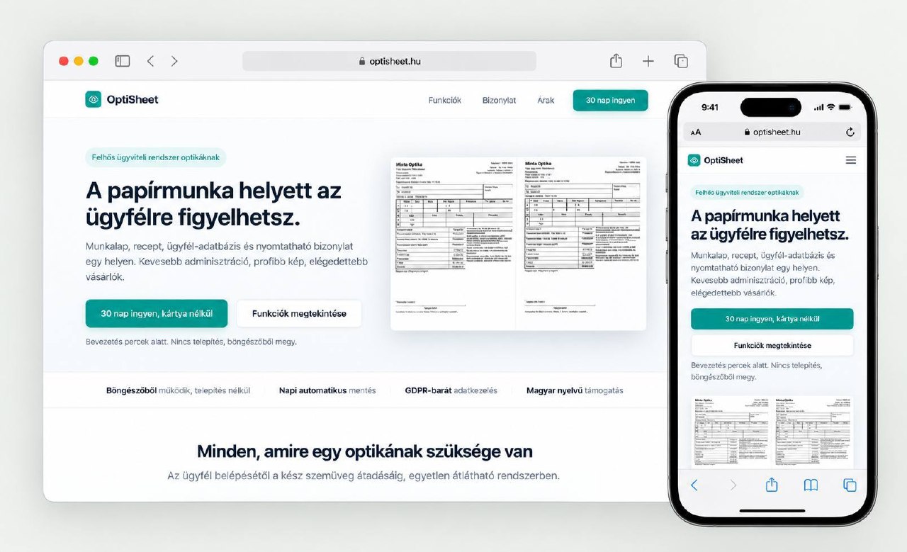 OptiSheet: die Website im Browser und auf dem Handy