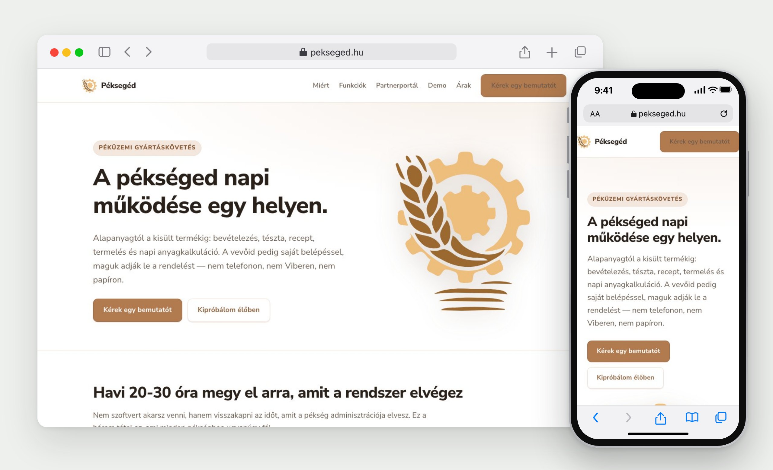 PékSegéd: die Website im Browser und auf dem Handy
