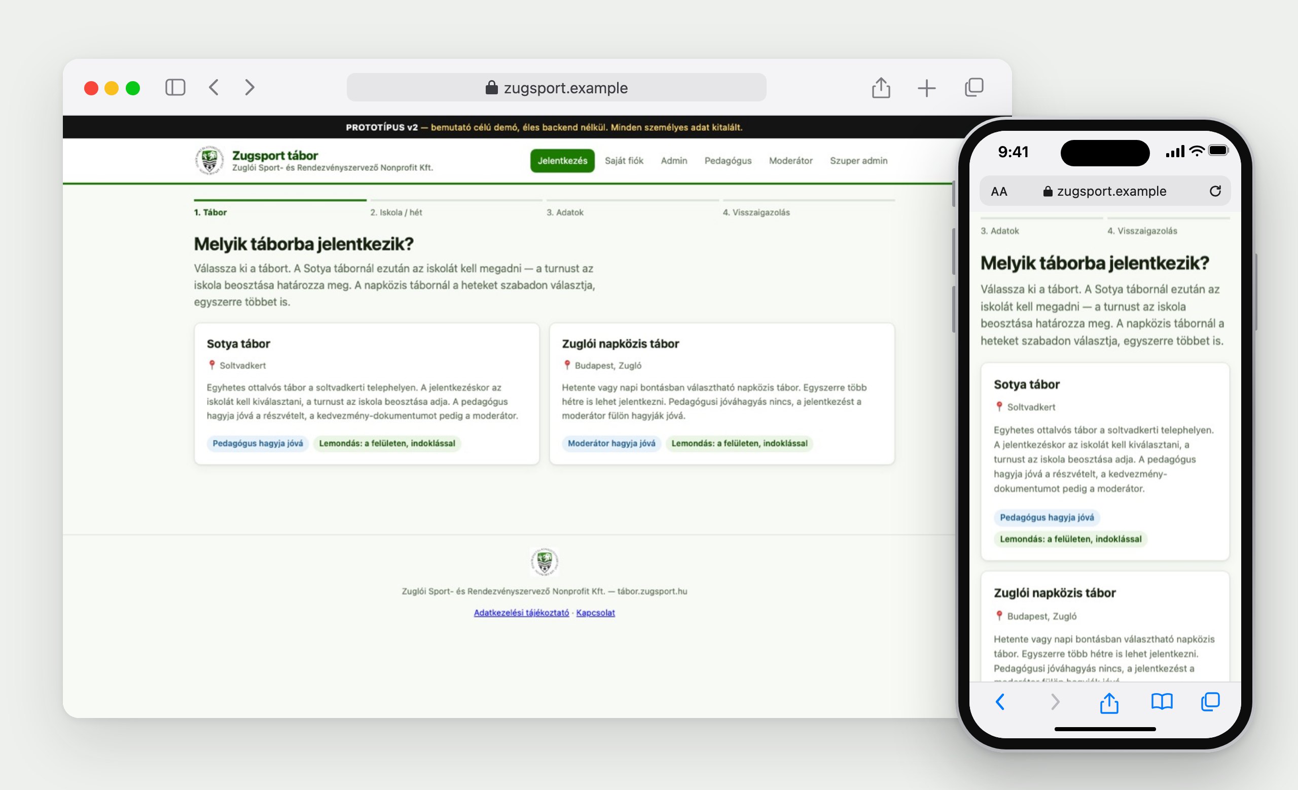ZugSport: die Website im Browser und auf dem Handy